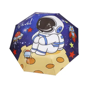 Ombrello automatico per bambini a tema astronauta con protezione UV e simpatica stampa spaziale