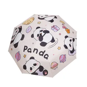 Ombrello pieghevole simpatico panda cartone animato, ombrello sole pioggia portatile donna.