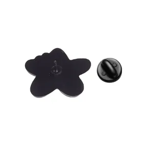 Rear view of black starfish metal enamel pin showing the secure clutch back mechanism