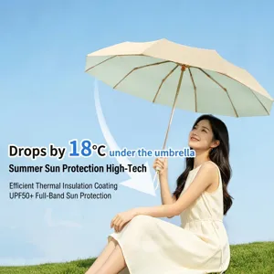 Elegantes beiges Sonnenschirm mit UPF50+ Beschichtung für den aktiven Sommer im Freien
