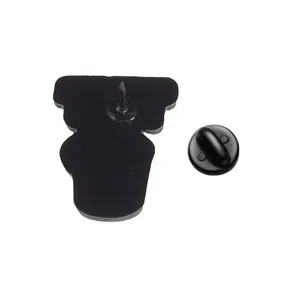 Detail view showing the black metal back and rubber clutch of the trash can enamel pin