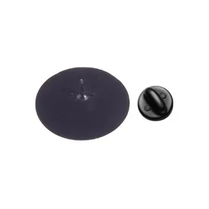 Macro view showing the back post and rubber clutch of a purple mental health pin