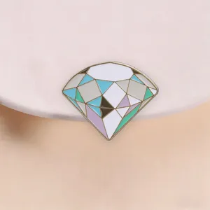 Macaron Color-Blocked Diamond Brooch Fresh Enamel Pin Multi-Color Geometric Gemstone Metal Badge For Suit Clothes Bags Accessory