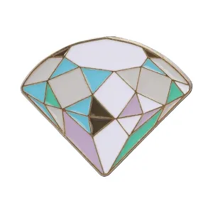 Macaron colorful diamond brooch pin with geometric faceted gem design for suits and jackets