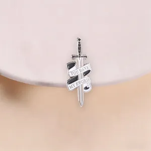 Retro Zwaard Lint Emaille Brosche You Have My Sword Motto Reversspeld Middeleeuwse Fantasie Sieraden Badge Voor Rugzak Jas Accessoires