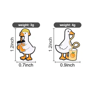 Size and weight specifications for funny cartoon white goose drinking enamel pins