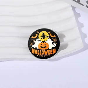 Ronde Halloween pompoen geest metalen broche speld voor feestelijke kleding accessoires
