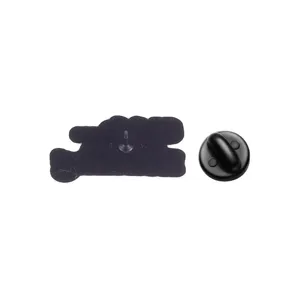 Detail view of the back side and black rubber clutch for the reading frog enamel pin