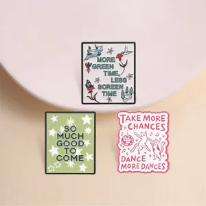 Motivational Zinc Alloy Metal Brooch Dancing Cat Landscape Star Inspirational Enamel Pin Badge For Clothes Bag Accessories