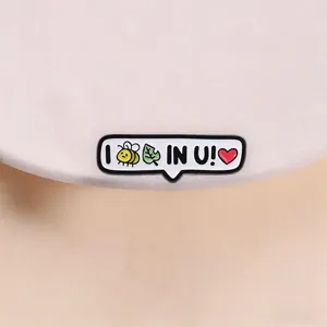 Cartoon Bij Blad Hart Zinklegering Emaille Broche Woordspeling Tekstballon Metalen Badge Pin Accessoire Voor Rugzak Cadeau