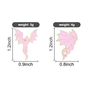 Detailed size and weight information for pink and gold dream dragon enamel pins
