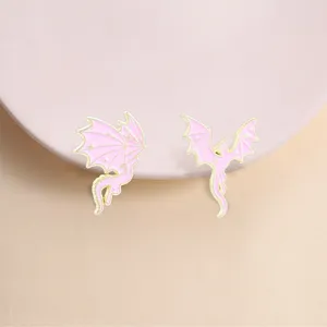 Dreamy Pink Dragon Enamel Brooch Zinc Alloy Star Wing Pins Fashion Animal Badge For Backpack Clothing Accessory Women Jewelry