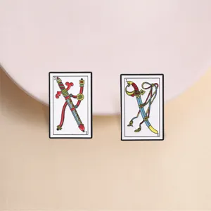 Vintage Tarot Zwaard Metalen Broche Set Zinklegering Emaille Pin Retro Kaart Ontwerp Rugzak Decor Badge Unisex