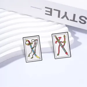 Retro Tarot Zwaarden metalen broche set met Europese kaarten patronen voor rugzakken