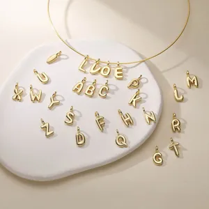 Collar de Colgante Inicial de Alfabeto de Burbuja 3D Minimalista de Cobre Chapado en Oro Joyería DIY Choker para Mujer