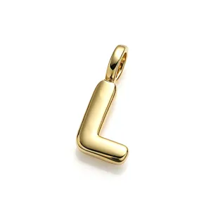Colgante letra L burbuja 3D en cobre bañado en oro para collares y joyas artesanales.