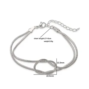 Vista dettagliata con dimensioni del bracciale a catena serpente con nodo infinito.
