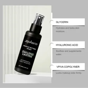 Λεπτομέρεια του σπρέι σταθεροποίησης zephoco με τα κύρια συστατικά περιποίησης δέρματος.