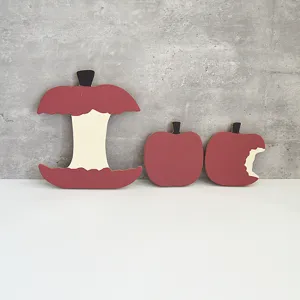 Set de tapis de tasse en forme de pomme en bois, isolant créatif, décoration de vaisselle de cuisine.