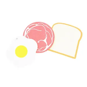 Joli éponge en pulpe de bois forme petit-déjeuner torchon éponge de nettoyage cuisine 3pcs.