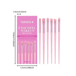 TORVIKX 6 pieces pink makeup brush set with portable storage box for daily professional use.