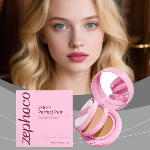 Cipria Cushion 2-In-1 Zephoco Colore Naturale Fondotinta Idratante Correttore Trucco Viso Donna a Lunga Durata