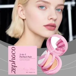 Zephoco 2-In-1 Cipria Cushion Bianco Avorio Idratante Lunga Durata Opaco Correttore Fondotinta Con Specchio Puff