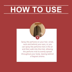 Instructions détaillées en anglais pour l'application du parfum en spray mist