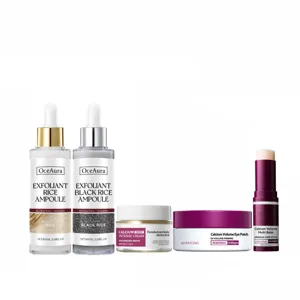 Natürlicher Reisextrakt Gesichtsserum Feuchtigkeitsspendend Peeling Hautpflegebalsam Aufhellend Pflegend Anti Falten Augenpads Set Für Unisex