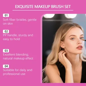 Exquisite makeup brush set with soft fiber bristles and sturdy PP handle for daily use.