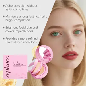 Dettaglio del fondotinta cushion 2-in-1 Zephoco Ivory White su modella