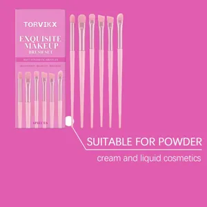 TORVIKX pink makeup brush set with 6 pieces, professional soft synthetic bristles for face powder.