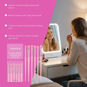 TORVIKX 6-Piece Professional Makeup Brush Set Soft Synthetic Face Eye Brushes Pink Tools