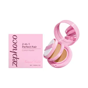 Fondotinta compatto cushion 2 in 1 zephoco colore naturale con specchio e piumino
