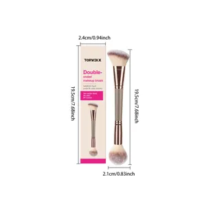 Accurate dimensions of TORVIKX double-ended makeup brush with its premium packaging box detail