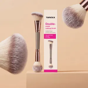 Professional double-ended makeup brush by TORVIKX for blush and contour application.