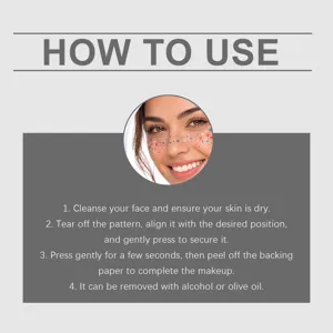 Detailed how-to-use instructions for American theme star freckle face tattoo stickers