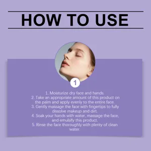 Instructional guide showing 5 steps to use VIARELINE Gentle Cleansing Oil for makeup removal