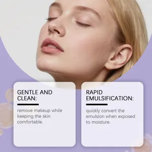 Detailed view of gentle face cleansing oil features showing rapid emulsification benefits.