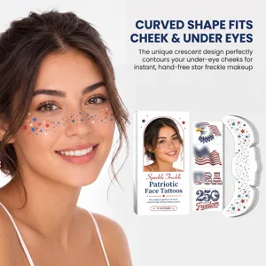 Patriotic star freckle face tattoos with curved shape for under eye festive makeup