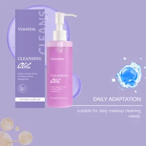 Viareline 100ml gentle facial cleansing oil shown with pump dispenser and outer box packaging