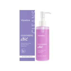 Viareline gentle cleansing oil in a 100ml pump bottle with its matching box.