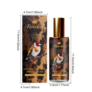 Détail montrant les dimensions du parfum boisé de 50 ml et de sa boîte d'emballage.