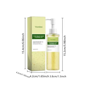 Huile démaquillante gommante au cactus VIARELINE 100ml, dimensions du produit et boîte.