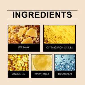 Dettagli degli ingredienti per la matita trucco corpo gialla con cera d'api e vitamina E