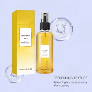 Verfrissende 100 ml geparfumeerde bodymist met doos en niet-plakkerige textuurdruppels