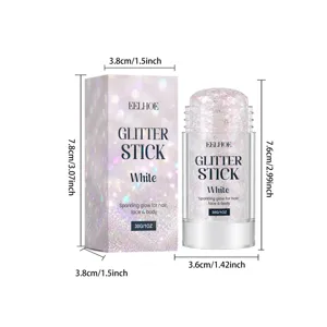 Λεπτομερείς διαστάσεις του λευκού glitter stick EELHOE με συσκευασία 30g και προϊόν