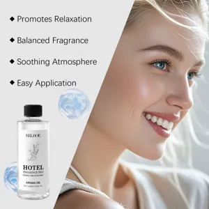 Vue détaillée du flacon d'huile parfumée EELHOE 100ml avec parfum relaxant et caractéristiques.