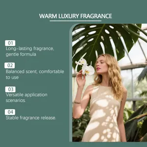 Mannequin dans un jardin botanique présentant le parfum de luxe Apple Whiskey