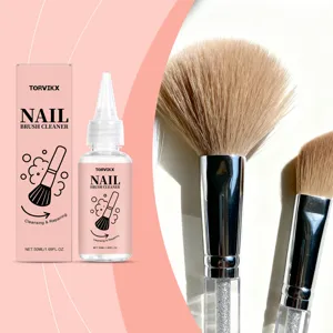 Nettoyant pour pinceaux de maquillage TORVIKX 50ml avec pinceaux en thème rose.